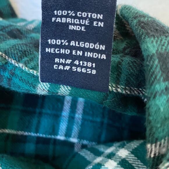 Chaps Performance Flannel Shirt Men L Green Windowpane Plaid Button Down Outdoor - Picture 5 of 8